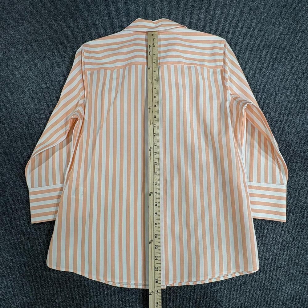 Foxcroft Button Up Shirt Womens 8 Orange Stripe Heritage Non Iron 3/4 Sleeve Top - Picture 15 of 16